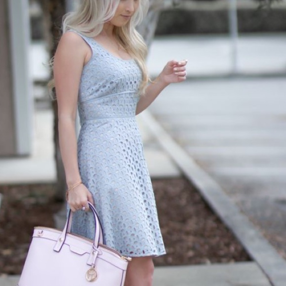 NWT Ann Taylor Eyelet Pastel Blue Dress Size 8